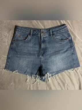 Topshop Distressed Blue Denim Cutoff Shorts